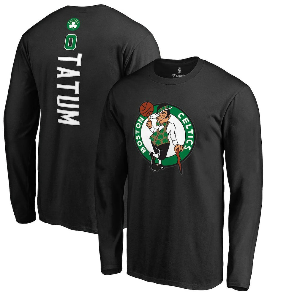 Black Jayson Tatum Boston Celtics Team Backer Name & Number Long Sleeve T-Shirt | NBA