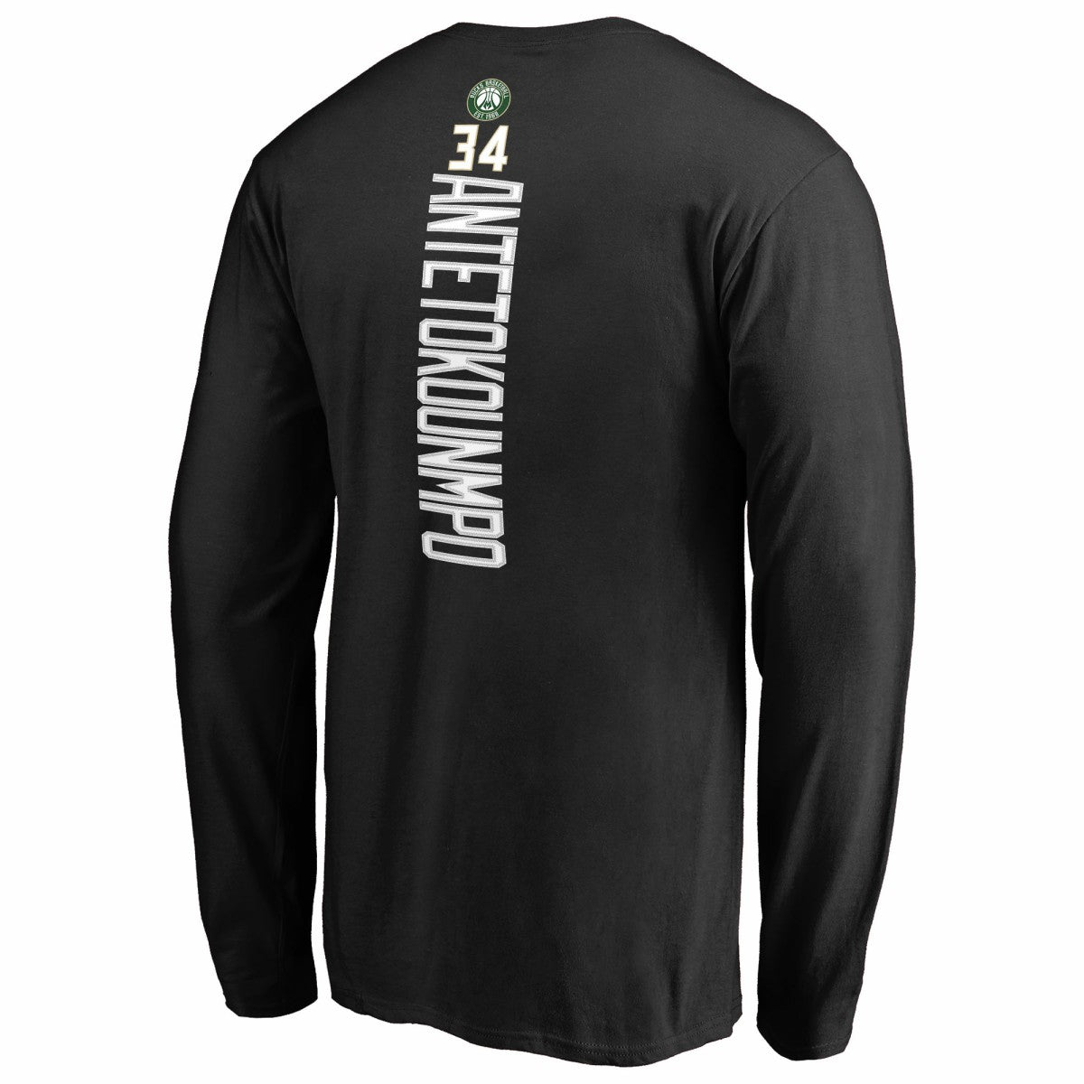 Black Giannis Antetokounmpo Milwaukee Bucks Team Backer Name & Number Long Sleeve T-Shirt | NBA