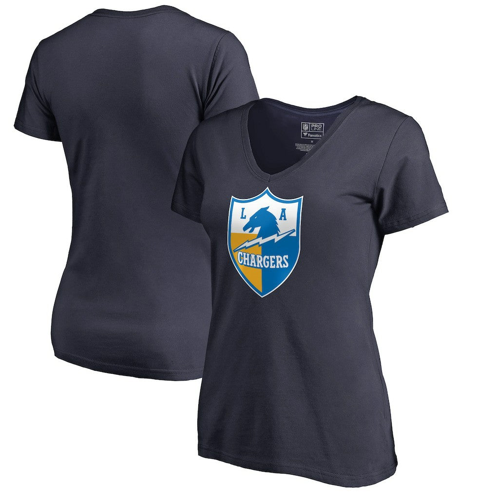 Los Angeles Chargers Women's Retro Shield Logo V-Neck T-Shirt | NFL Outlet