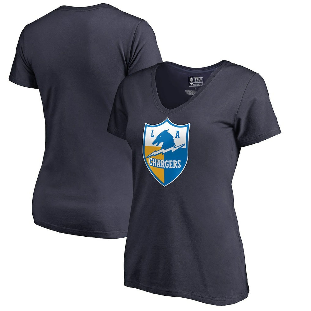 Los Angeles Chargers Women's Retro Shield Logo V-Neck T-Shirt | NFL Outlet