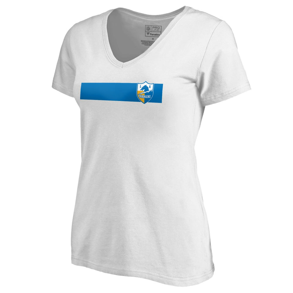 Los Angeles Chargers Women's Vintage Rugby Stripe V-Neck T-Shirt | NFL Discount