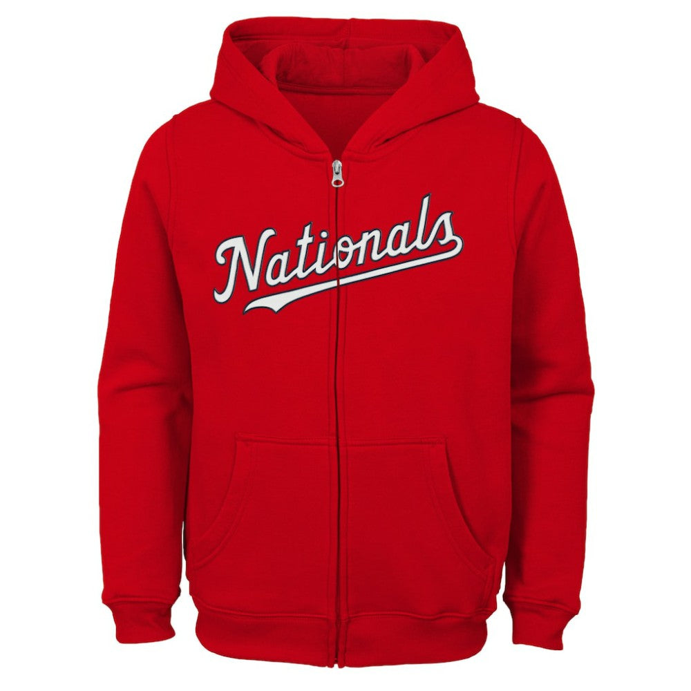 Washington Nationals Youth Team Color Wordmark Full-Zip Hoodie - MLB Hoodies