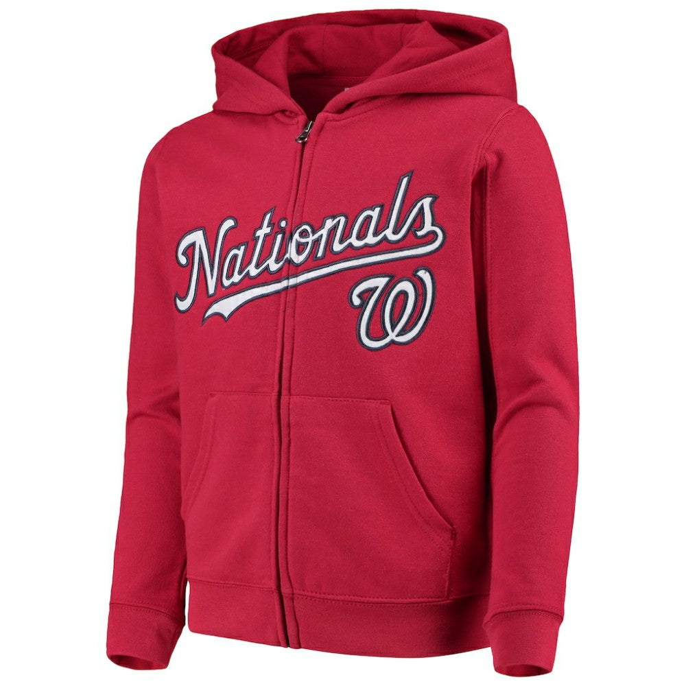 Washington Nationals Youth Team Color Wordmark Full-Zip Hoodie - MLB Hoodies