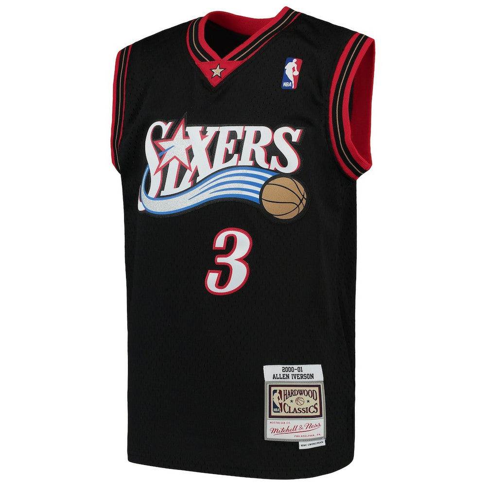 Black Allen Iverson Philadelphia 76ers Youth Hardwood Classics Swingman Throwback Jersey | NBA