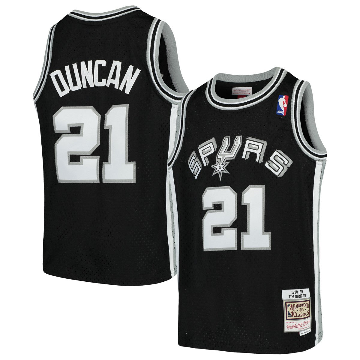 Black Tim Duncan San Antonio Spurs Youth Swingman Throwback Jersey | NBA