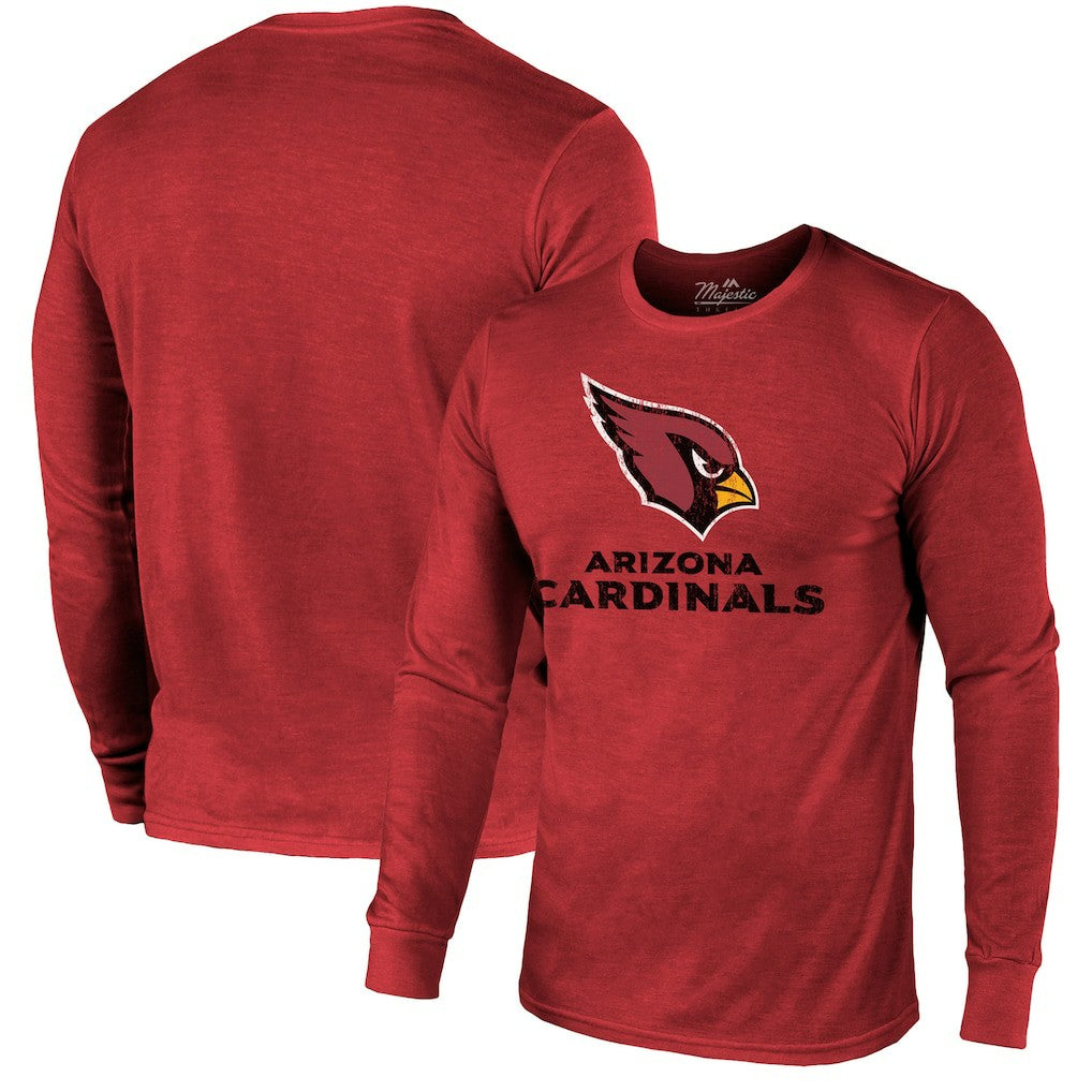 Arizona Cardinals Majestic Threads Lockup Tri-Blend Long Sleeve T-Shirt | NFL Discount