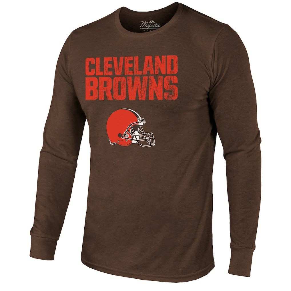 Cleveland Browns Majestic Threads Lockup Tri-Blend Long Sleeve T-Shirt | NFL Discount
