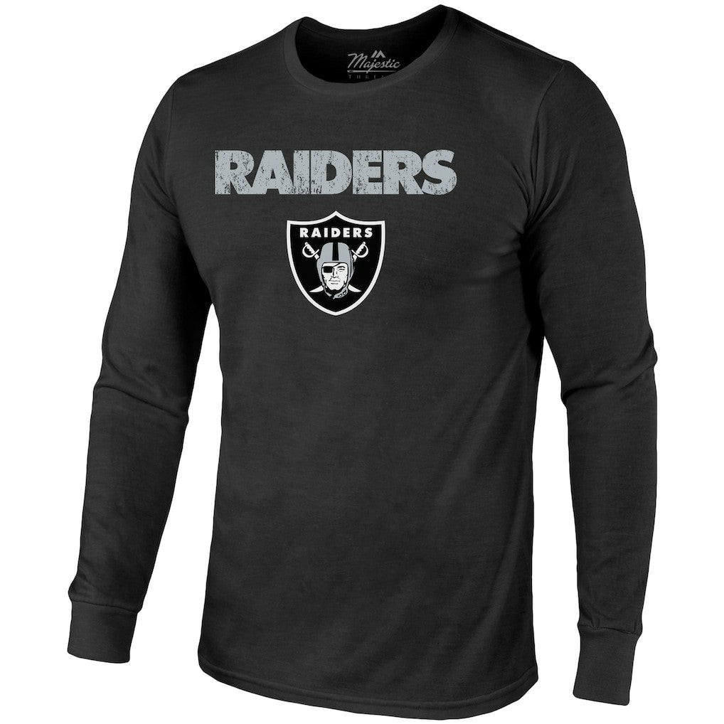 Las Vegas Raiders Majestic Threads Lockup Tri-Blend Long Sleeve T-Shirt | NFL Online