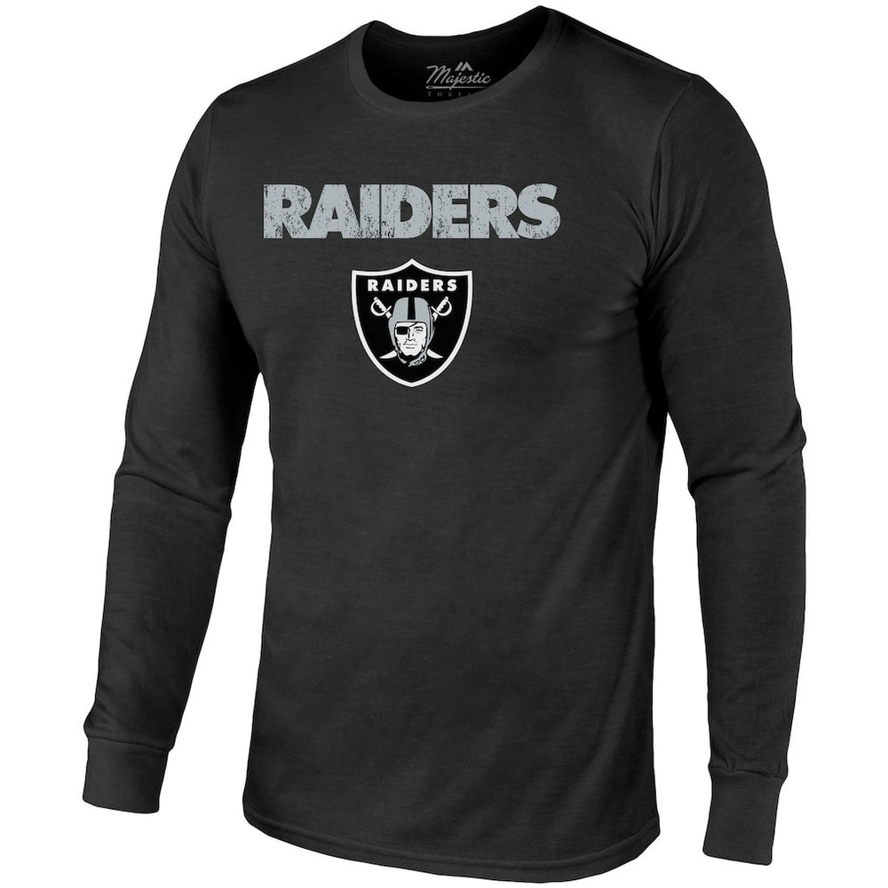 Las Vegas Raiders Majestic Threads Lockup Tri-Blend Long Sleeve T-Shirt | NFL Online