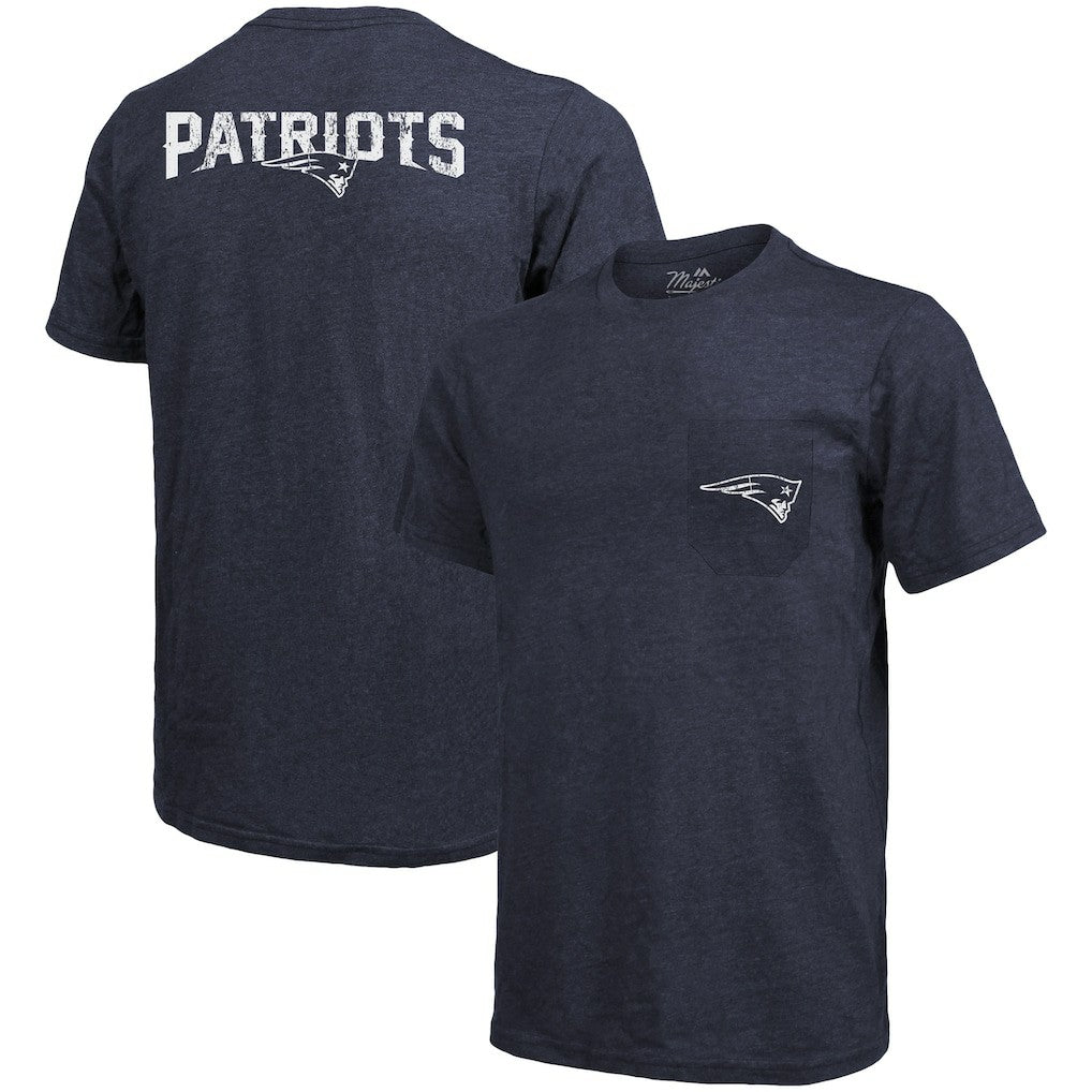 New England Patriots Majestic Threads Tri-Blend Pocket T-Shirt | NFL Online
