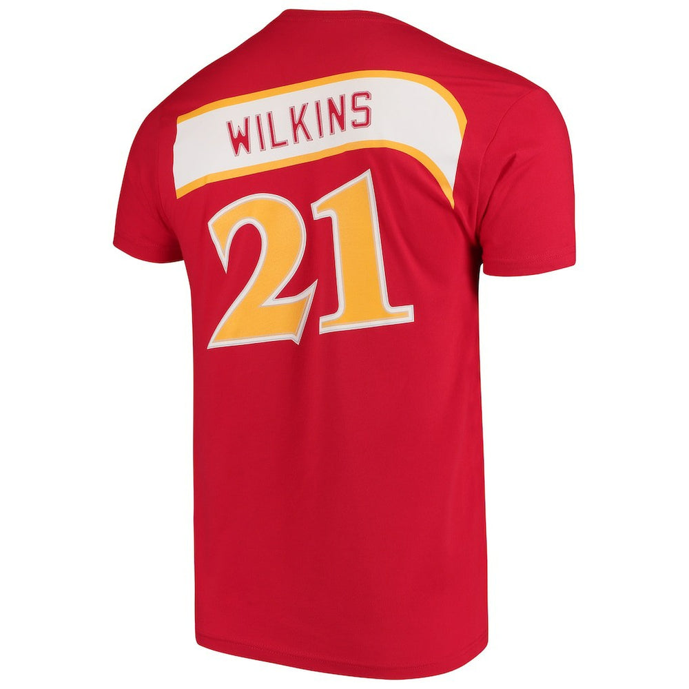 Red Dominique Wilkins Atlanta Hawks Hardwood Classics Team Name & Number T-Shirt | NBA