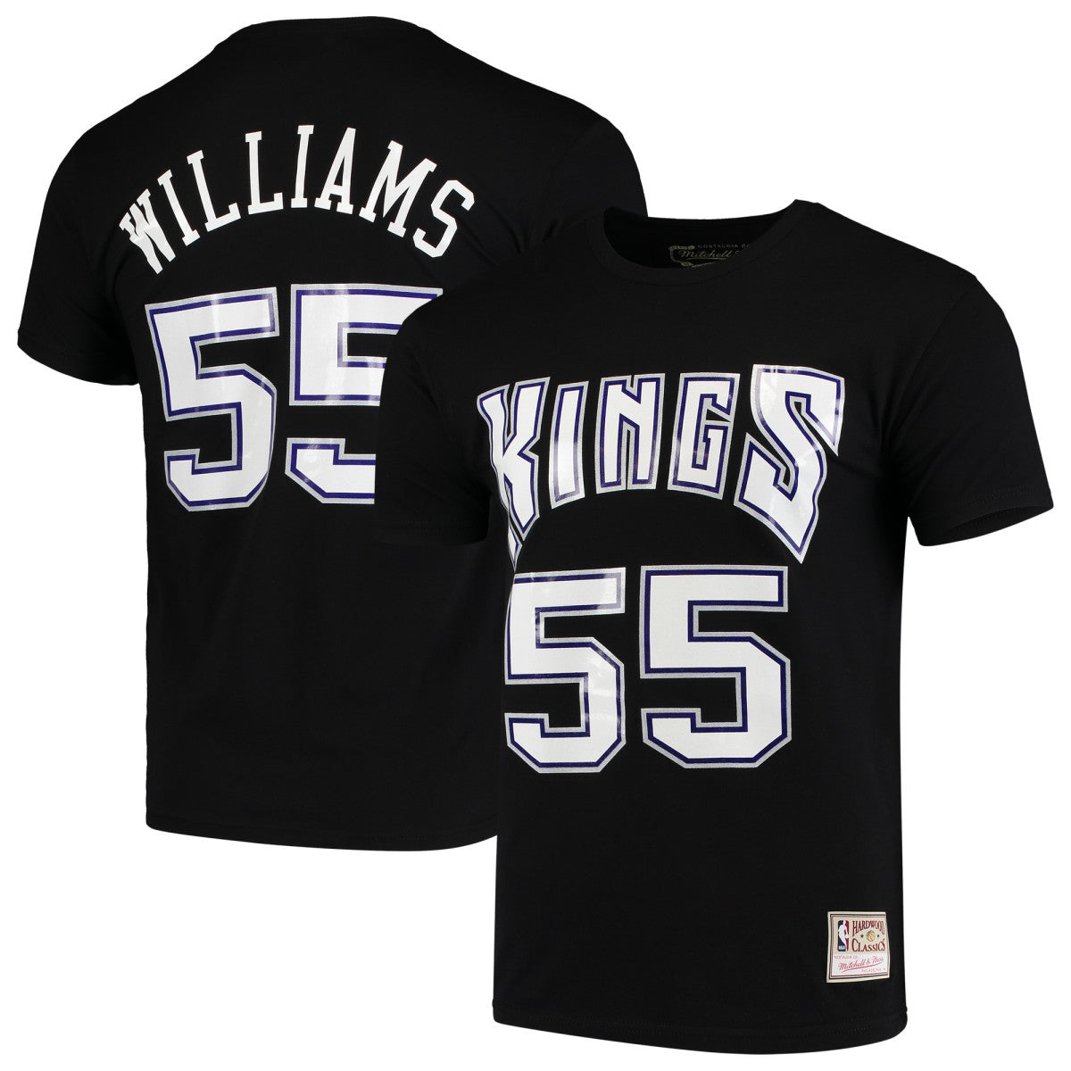 Black Jason Williams Sacramento Kings Hardwood Classics Team Name & Number T-Shirt | NBA