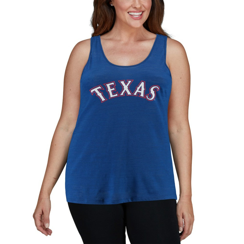 Texas Rangers Soft as a Grape Women's Plus Size Swing for the Fences Racerback Tank Top - MLB Tanks