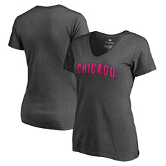 Chicago Cubs Women's Pink Wordmark V-Neck T-Shirt - MLB T-shirts