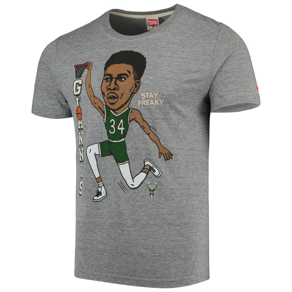 Gray Giannis Antetokounmpo Milwaukee Bucks Player Graphic Tri-Blend T-Shirt | NBA