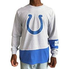 Indianapolis Colts Refried Apparel Sustainable Upcycled Angle Long Sleeve T-Shirt | NFL Sale