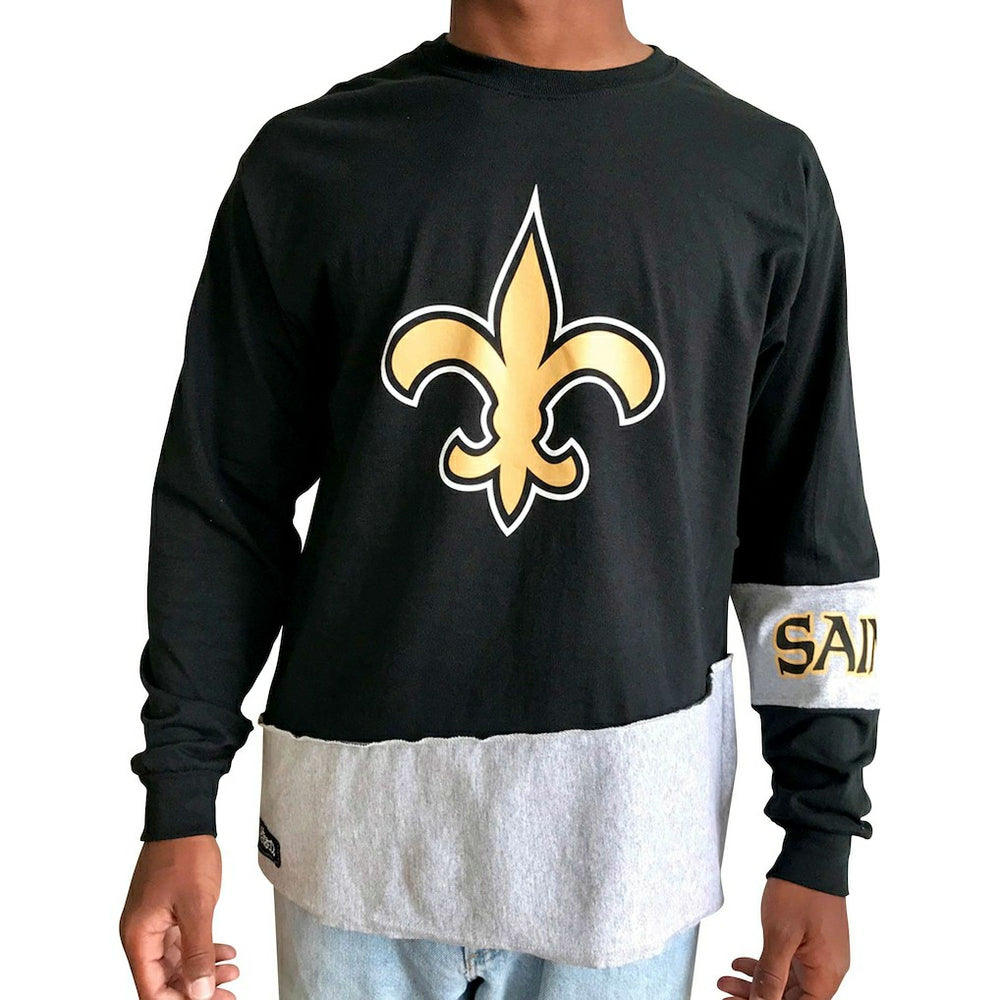 New Orleans Saints Refried Apparel Sustainable Upcycled Angle Long Sleeve T-Shirt | NFL On sale
