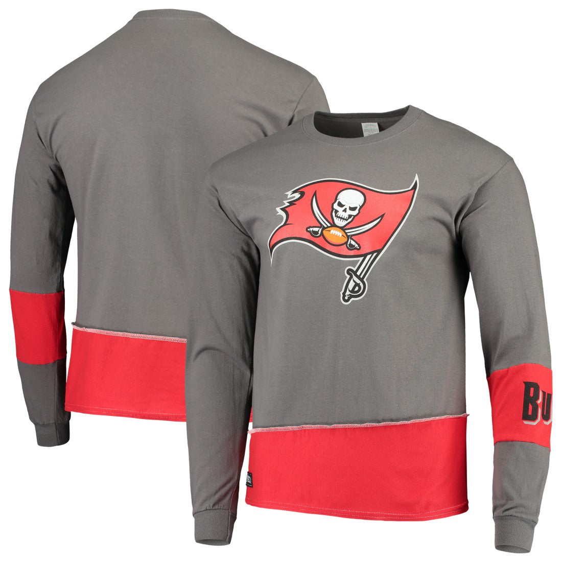 Tampa Bay Buccaneers Refried Apparel Sustainable Upcycled Angle Long Sleeve T-Shirt | NFL Sale