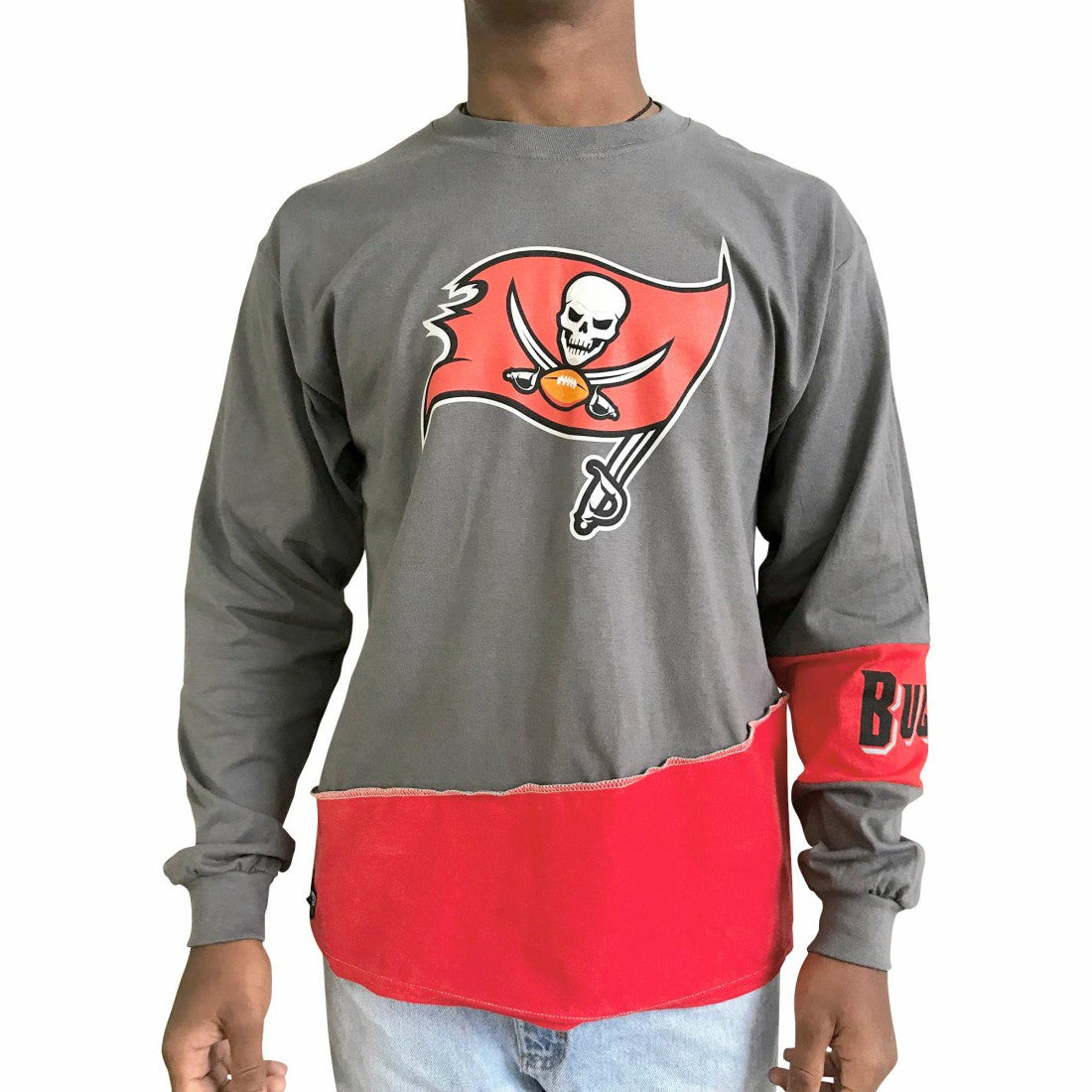 Tampa Bay Buccaneers Refried Apparel Sustainable Upcycled Angle Long Sleeve T-Shirt | NFL Sale