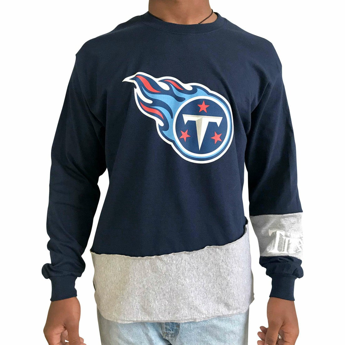Tennessee Titans Refried Apparel Sustainable Upcycled Angle Long Sleeve T-Shirt | NFL Near me