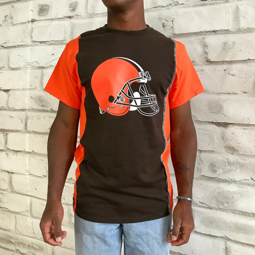 Cleveland Browns Refried Apparel Sustainable Upcycled Split T-Shirt | NFL Near me
