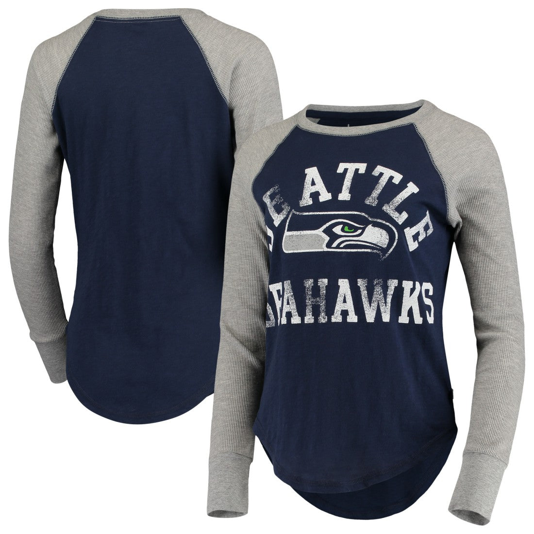 Seattle Seahawks Touch Women's Waffle Raglan Lightweight Long Sleeve T-Shirt | NFL Hot