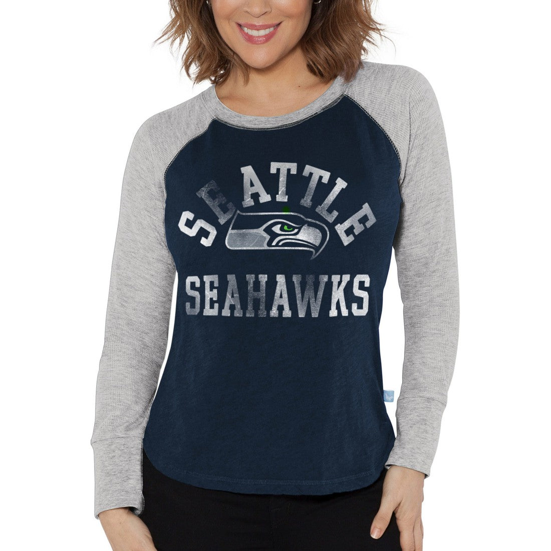 Seattle Seahawks Touch Women's Waffle Raglan Lightweight Long Sleeve T-Shirt | NFL Hot