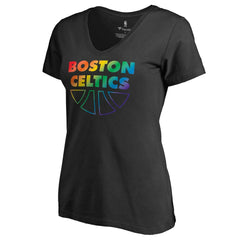 Black Boston Celtics Women's Team Pride Wordmark V-Neck T-Shirt | NBA