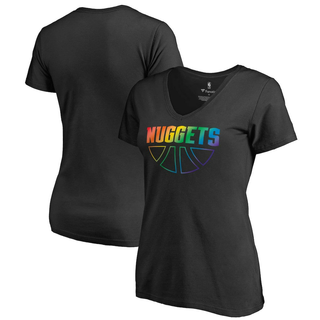 Black Denver Nuggets Women's Team Pride Wordmark V-Neck T-Shirt sale | NBA