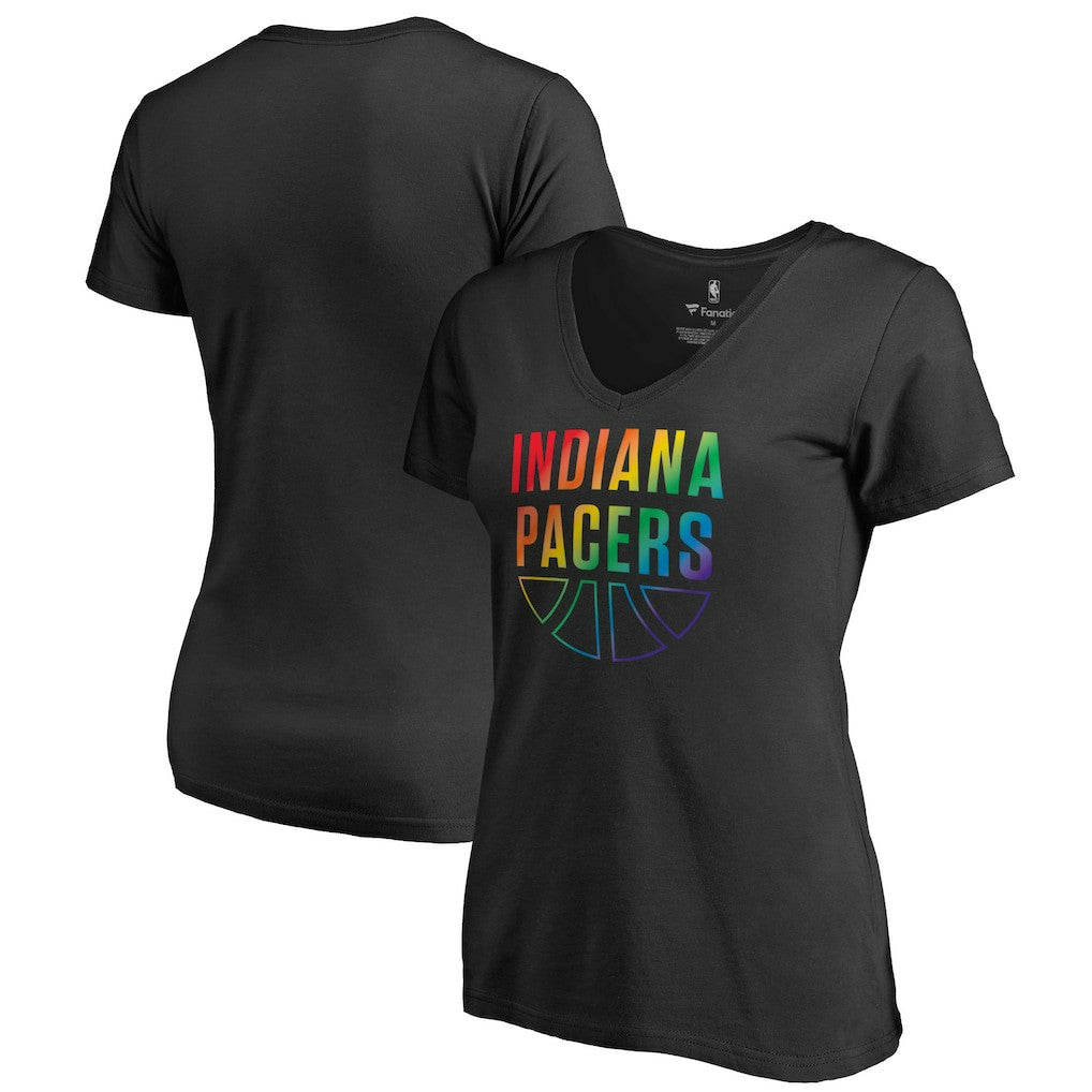 Black Indiana Pacers Women's Team Pride Wordmark V-Neck T-Shirt | NBA