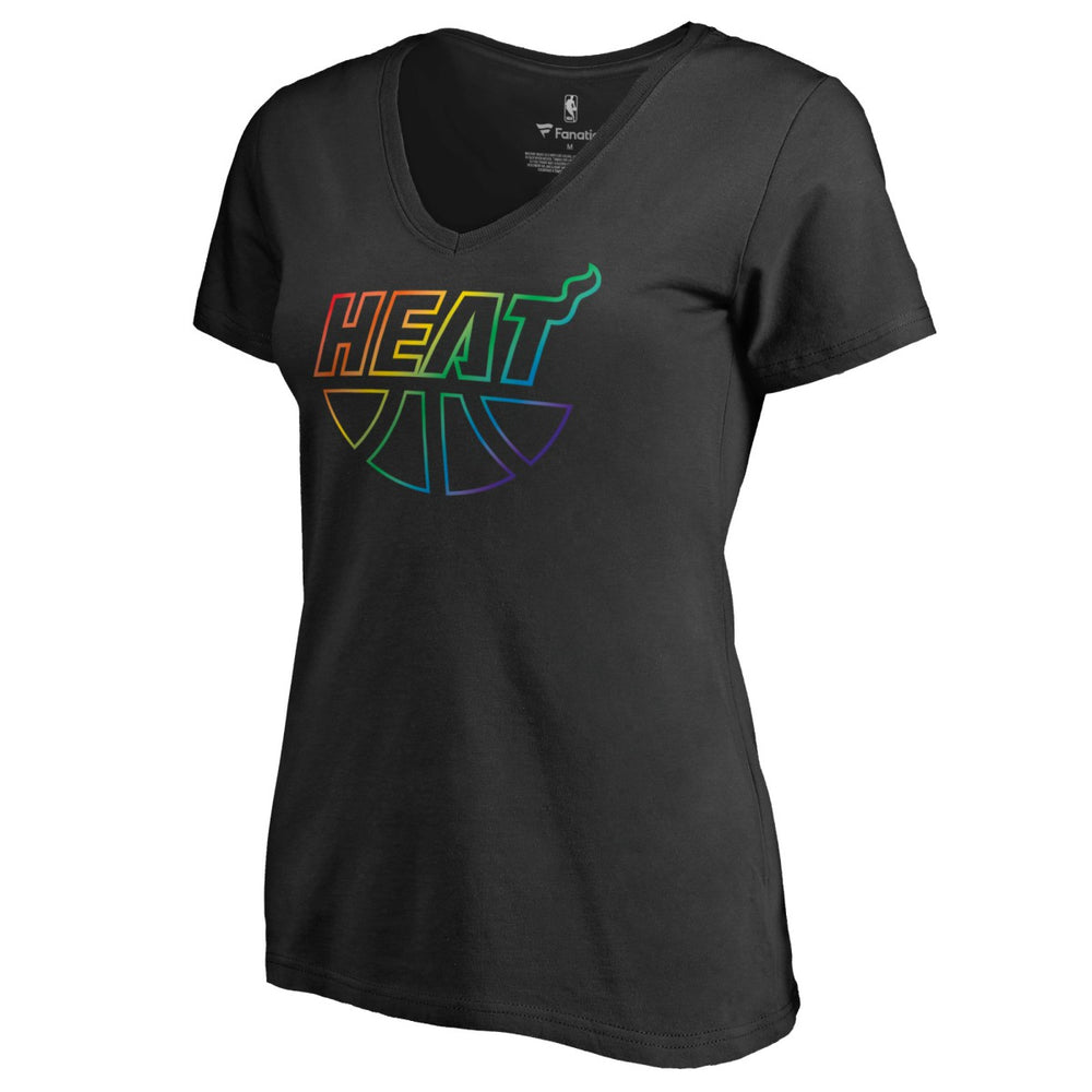 Black Miami Heat Women's Team Pride Wordmark V-Neck T-Shirt | NBA
