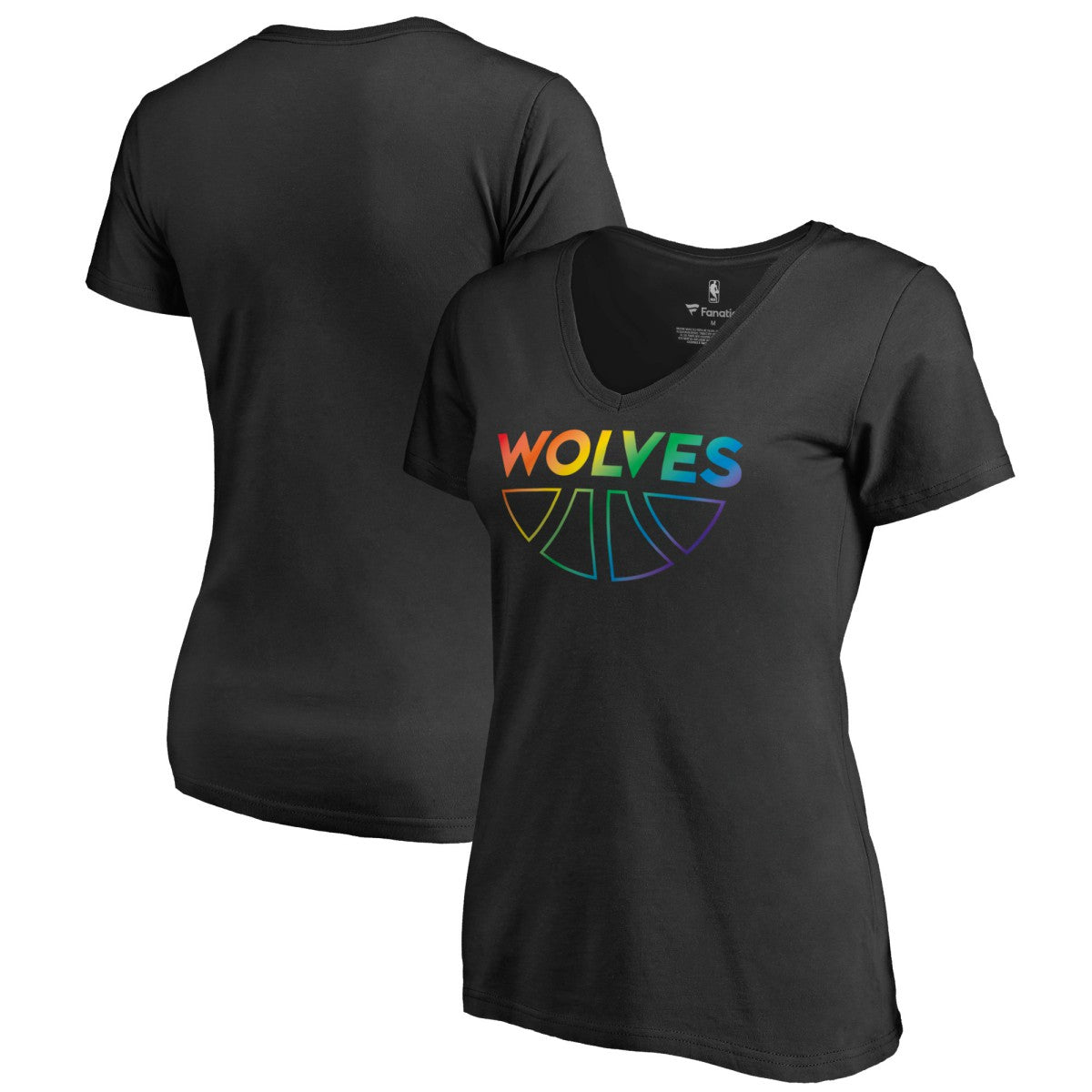 Black Minnesota Timberwolves Women's Team Pride Wordmark V-Neck T-Shirt | NBA