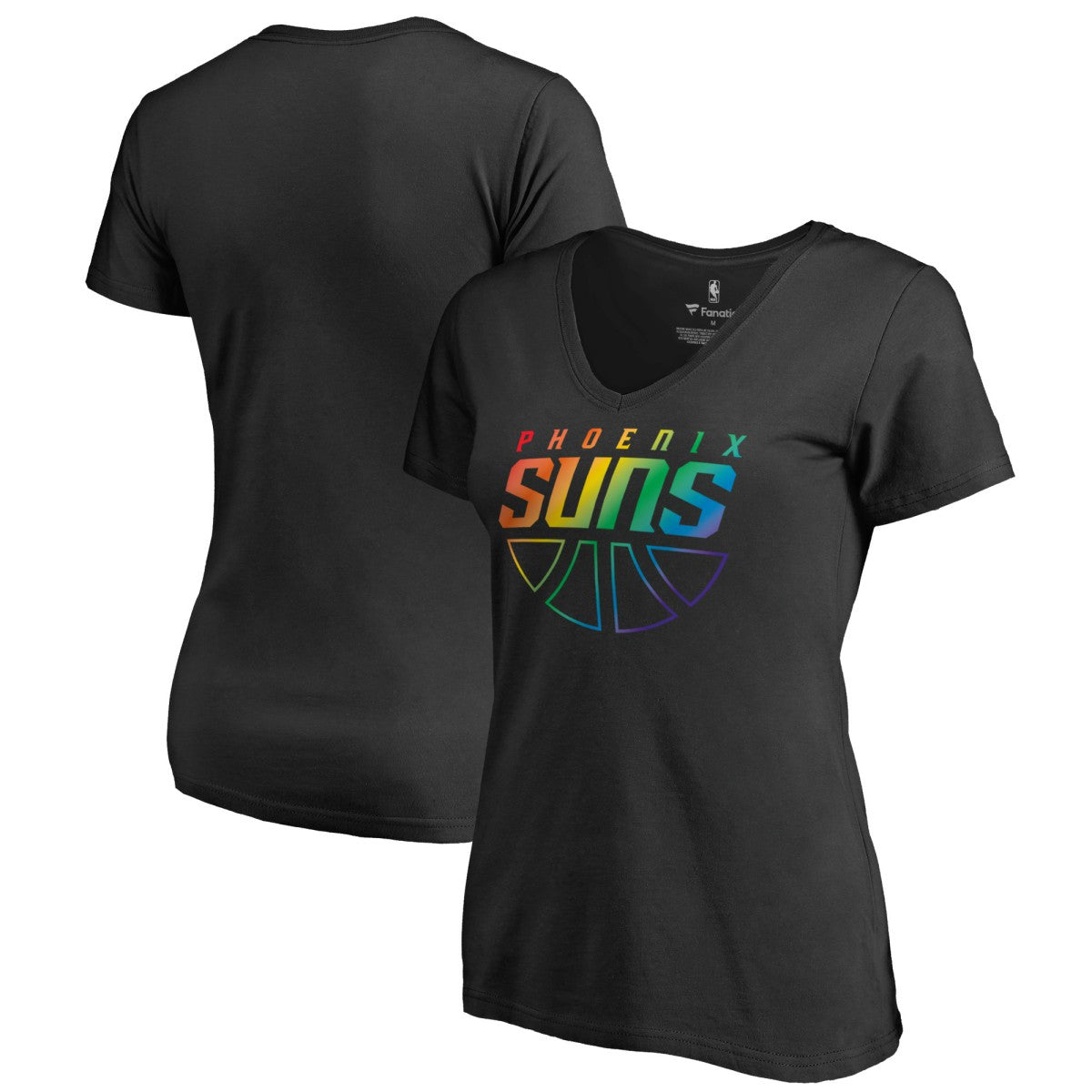 Black Phoenix Suns Women's Team Pride Wordmark V-Neck T-Shirt | NBA