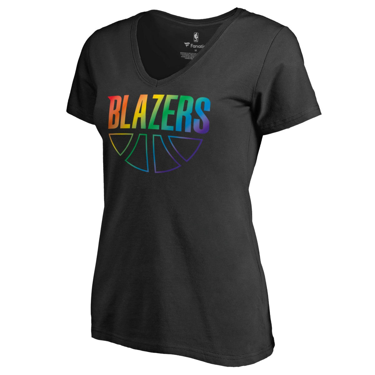 Black Portland Trail Blazers Women's Team Pride Wordmark V-Neck T-Shirt | NBA