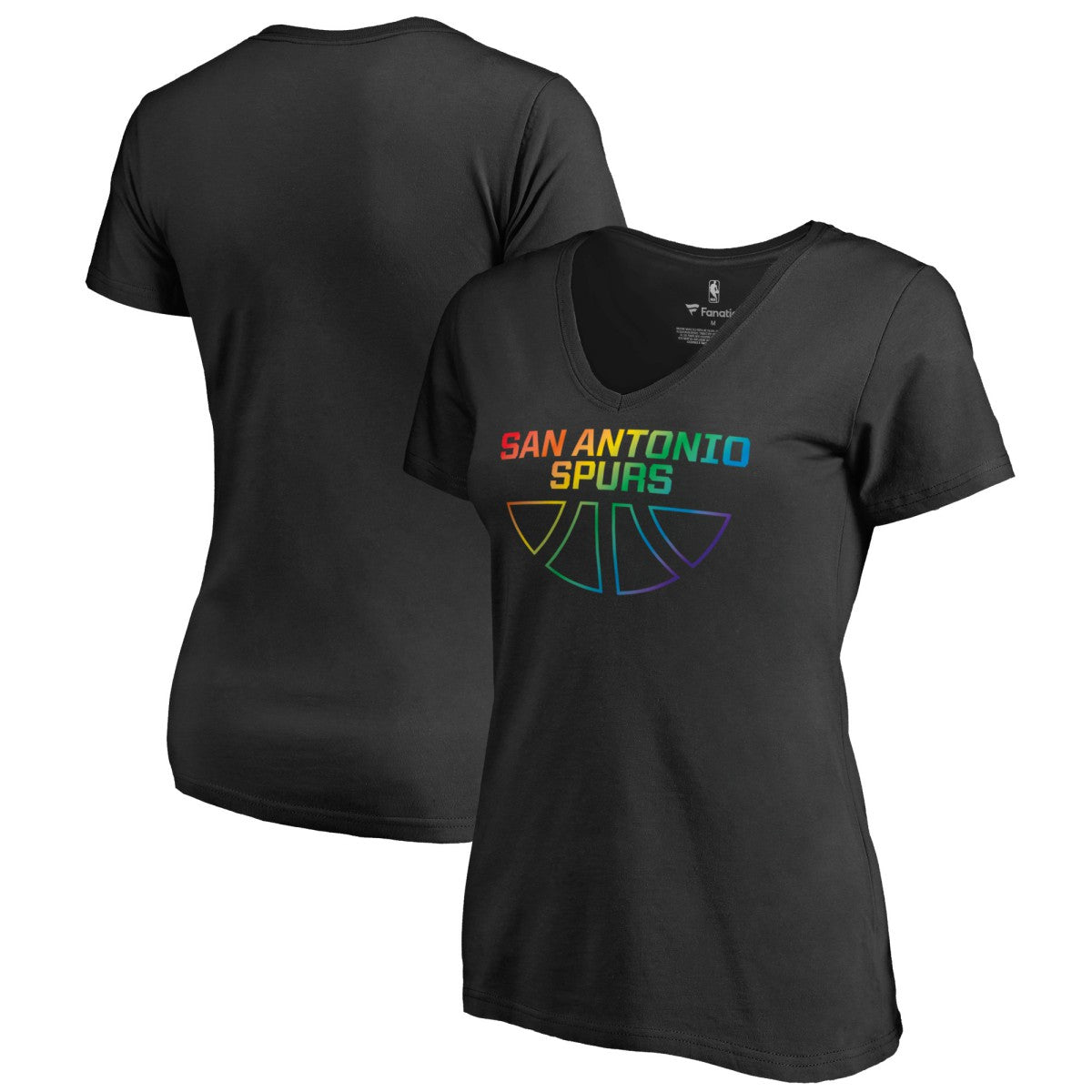Black San Antonio Spurs Women's Team Pride Wordmark V-Neck T-Shirt | NBA