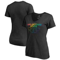 Black San Antonio Spurs Women's Team Pride Wordmark V-Neck T-Shirt | NBA