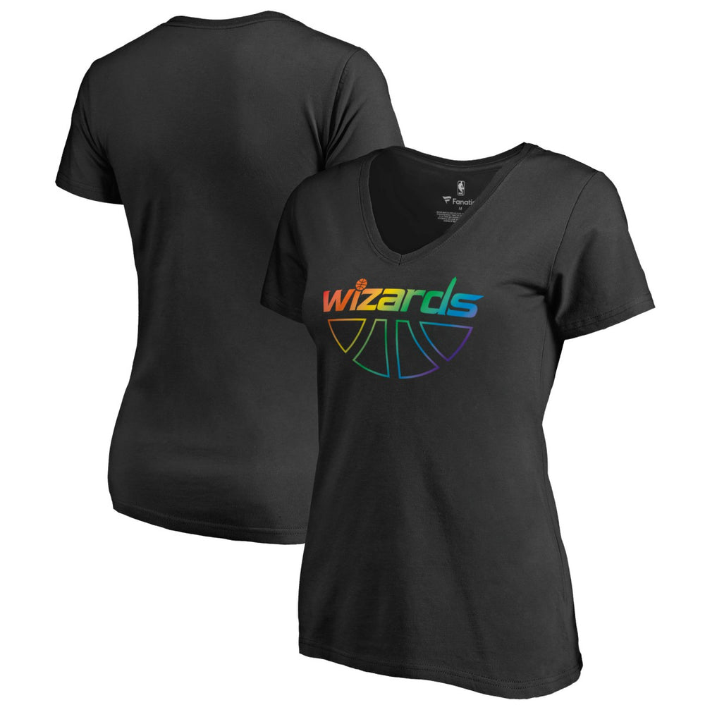 Black Washington Wizards Women's Team Pride Wordmark V-Neck T-Shirt | NBA
