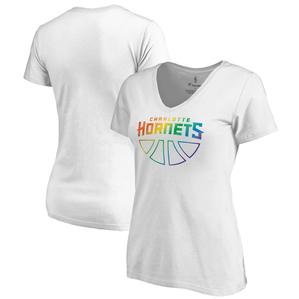 White Charlotte Hornets Women's Team Pride Wordmark V-Neck T-Shirt | NBA