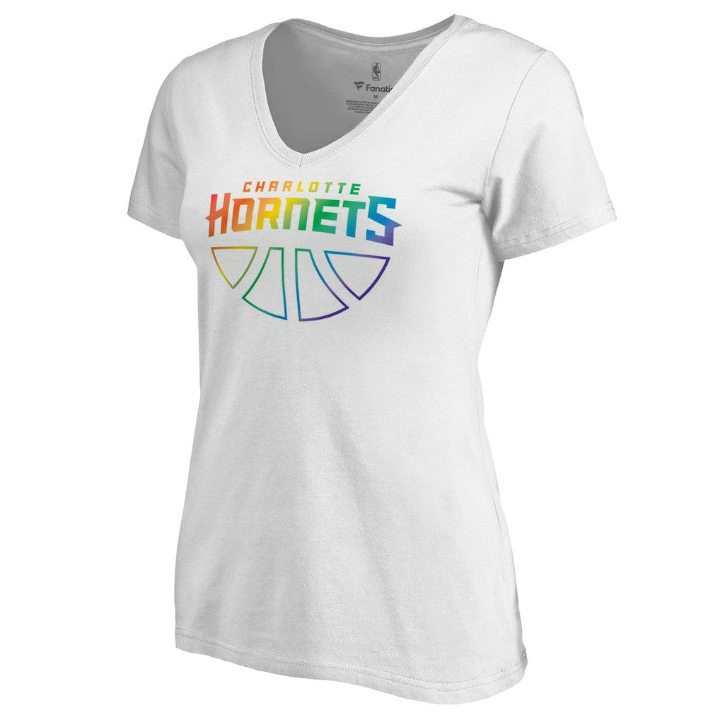 White Charlotte Hornets Women's Team Pride Wordmark V-Neck T-Shirt | NBA