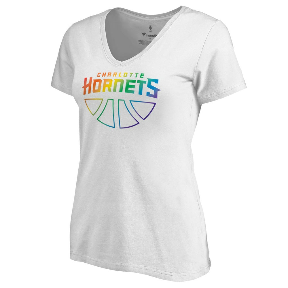 White Charlotte Hornets Women's Team Pride Wordmark V-Neck T-Shirt | NBA
