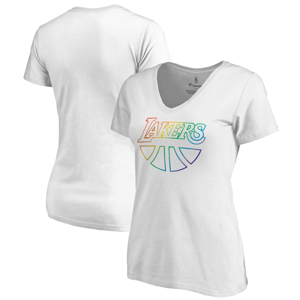 White Los Angeles Lakers Women's Team Pride Wordmark V-Neck T-Shirt | NBA