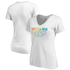 White Memphis Grizzlies Women's Team Pride Wordmark V-Neck T-Shirt | NBA