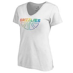 White Memphis Grizzlies Women's Team Pride Wordmark V-Neck T-Shirt | NBA