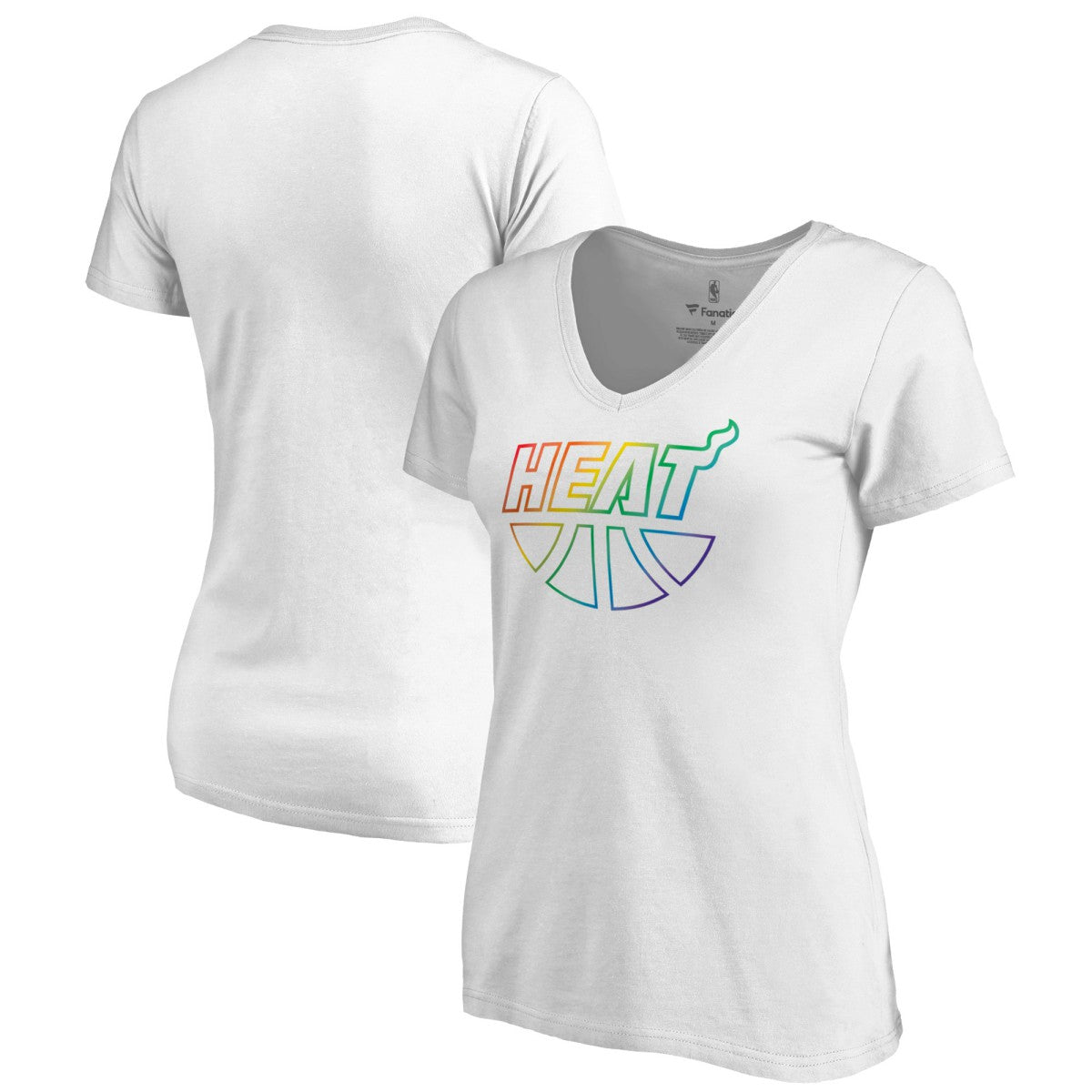White Miami Heat Women's Team Pride Wordmark V-Neck T-Shirt | NBA