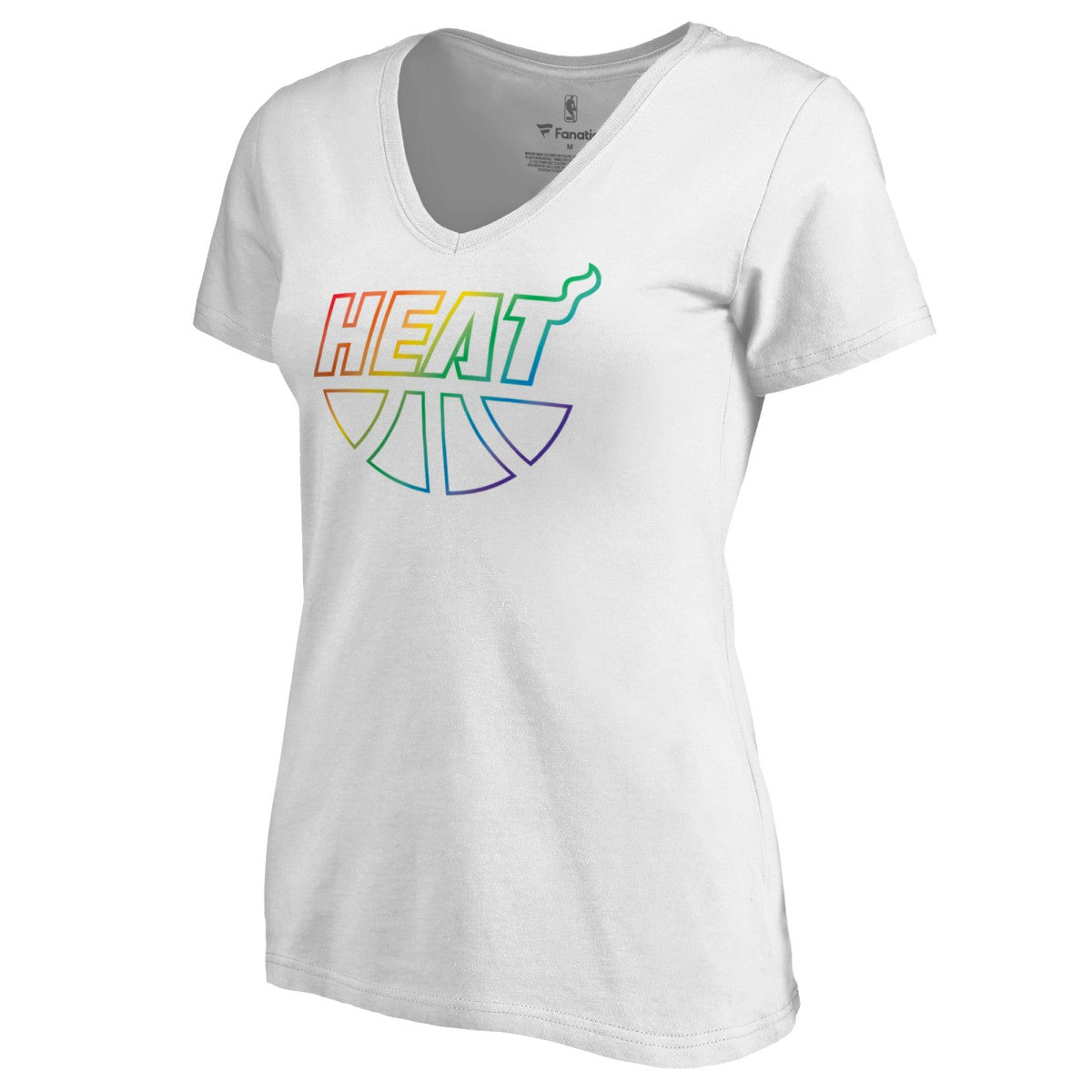 White Miami Heat Women's Team Pride Wordmark V-Neck T-Shirt | NBA