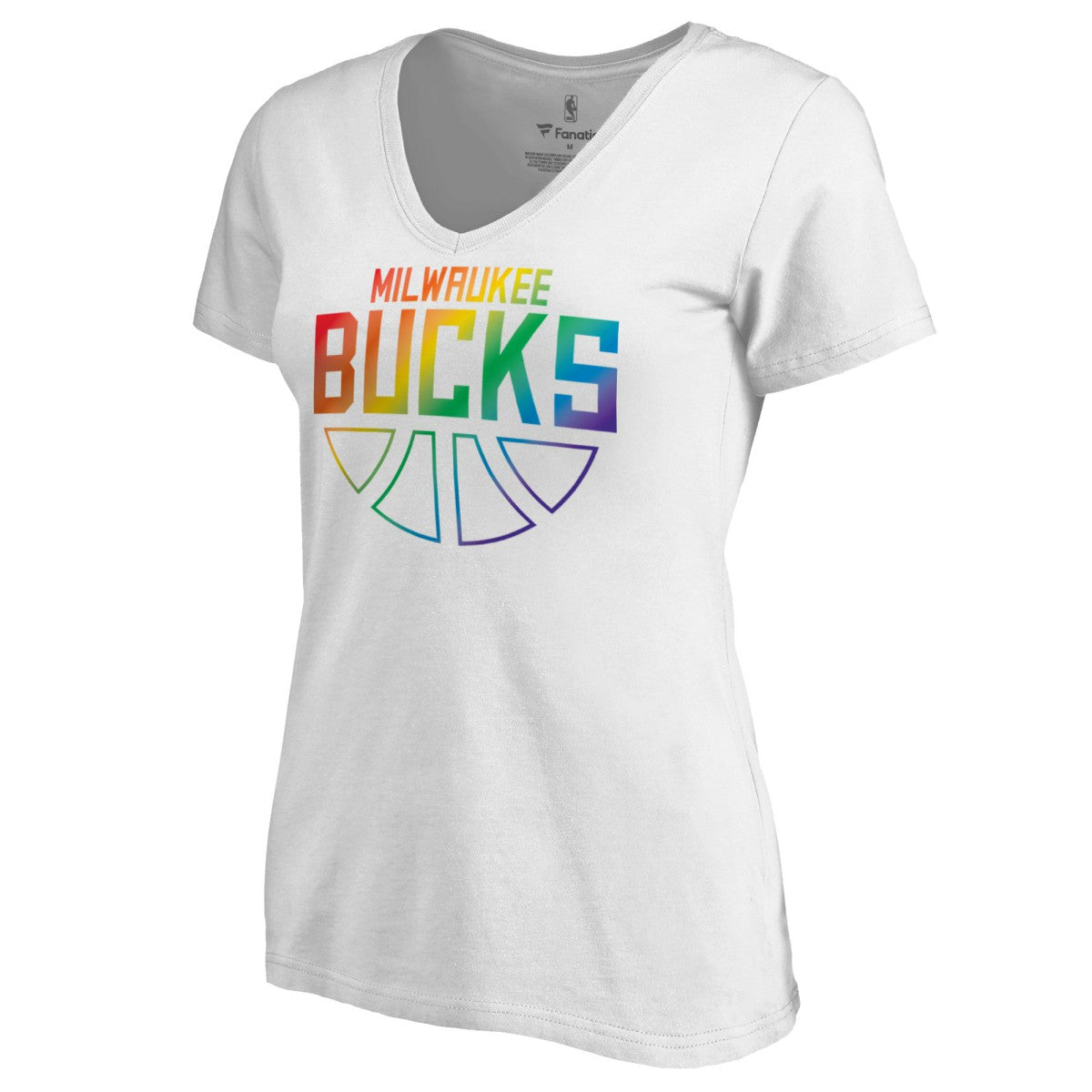 White Milwaukee Bucks Women's Team Pride Wordmark V-Neck T-Shirt | NBA