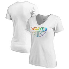 White Minnesota Timberwolves Women's Team Pride Wordmark V-Neck T-Shirt | NBA