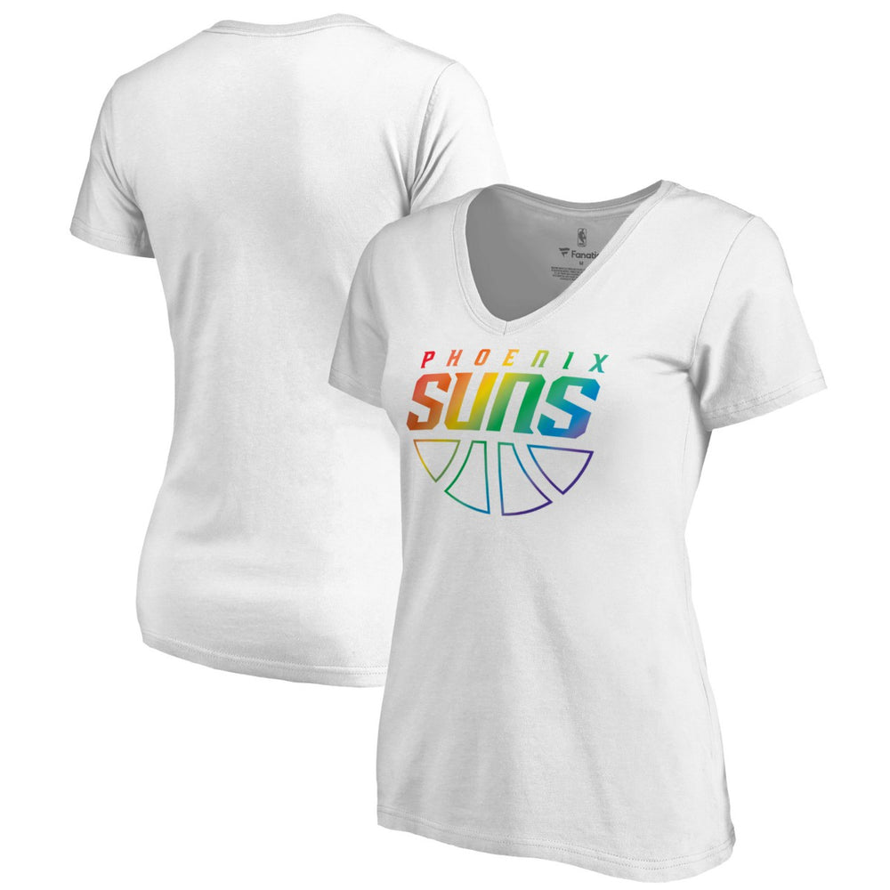 White Phoenix Suns Women's Team Pride Wordmark V-Neck T-Shirt | NBA