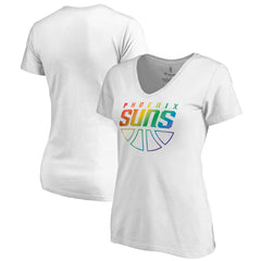 White Phoenix Suns Women's Team Pride Wordmark V-Neck T-Shirt | NBA