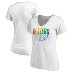 White Portland Trail Blazers Women's Team Pride Wordmark V-Neck T-Shirt sale | NBA